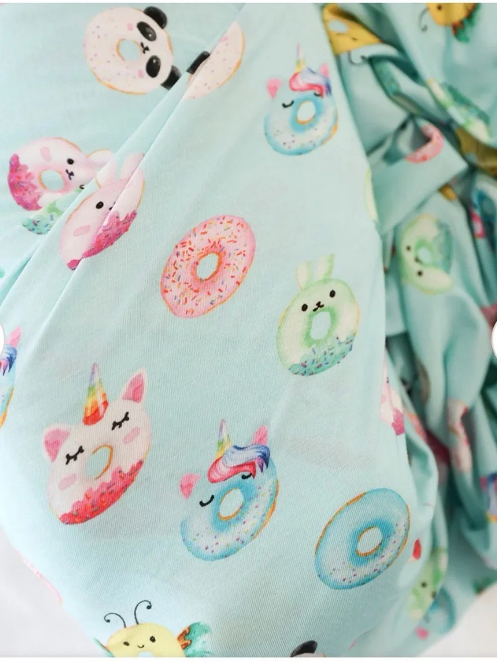 Posh Peanut Light Blue Donut & Animal Swaddle + Headwrap Set